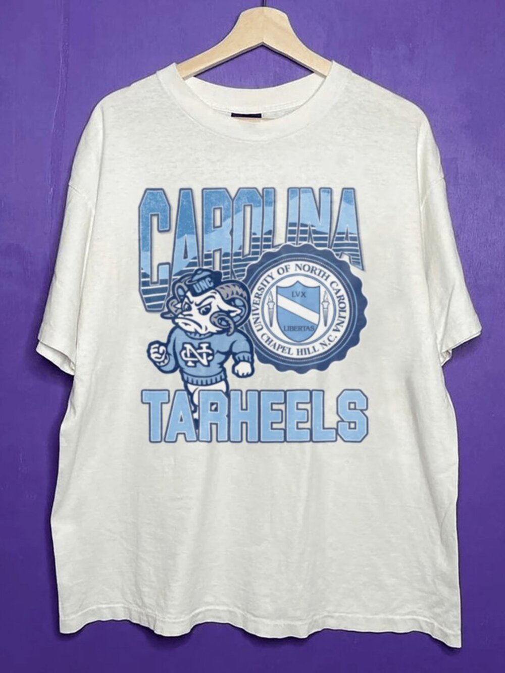 1991 Vintage UNC Tar Heels Mascot Logo T Shirt, Retro NCAA UNC Tar Heels Shirt